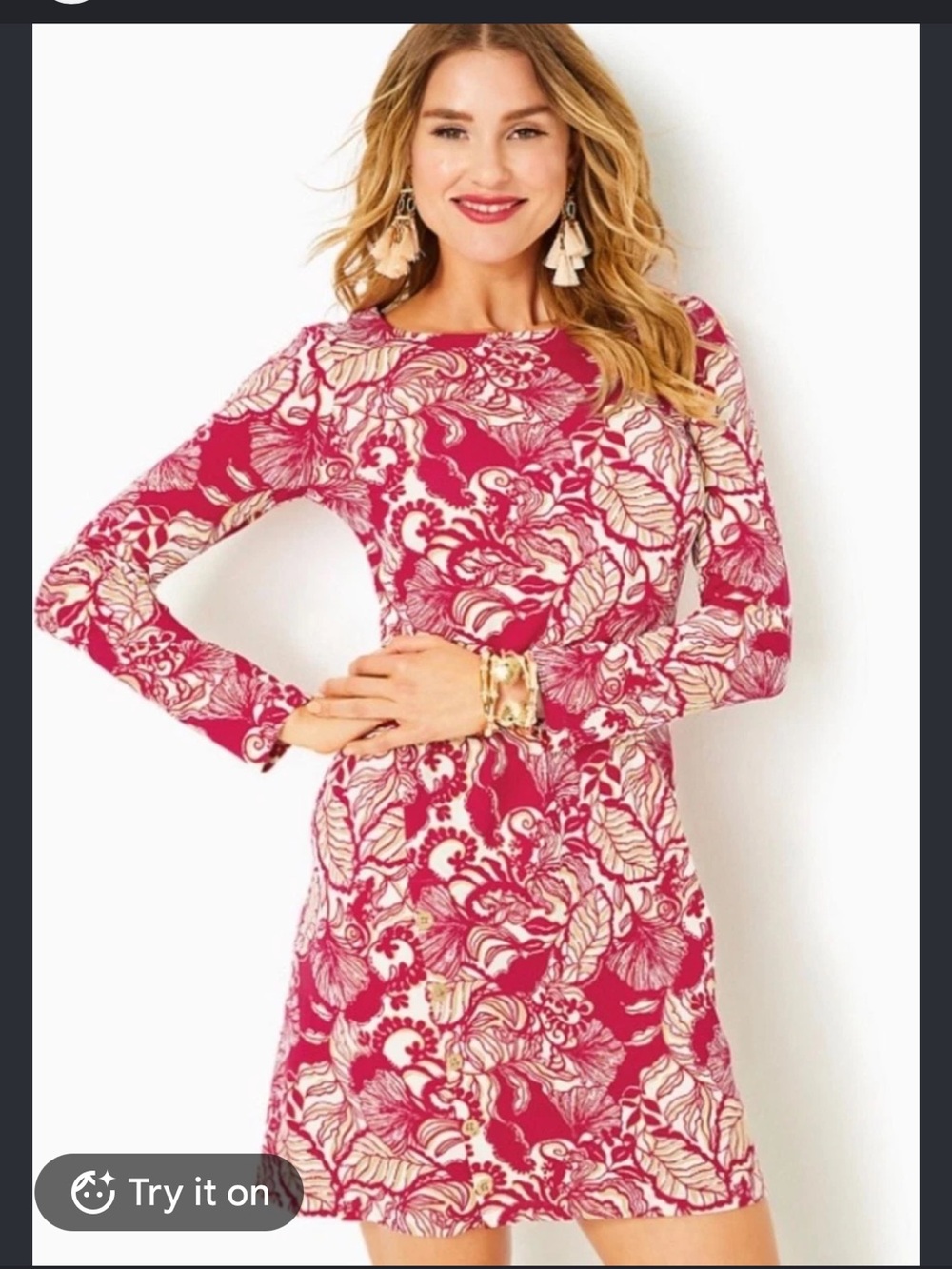 Lilly Pulitzer Maddox Straight Dress Poinsettia Red Island Vibes Size Large